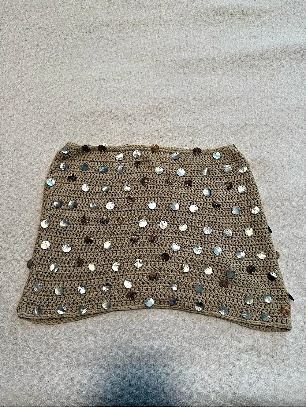 White Fox Boutique Seashell Crochet Mini Skirt